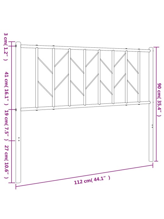 Metallist voodipeats, must, 107 cm