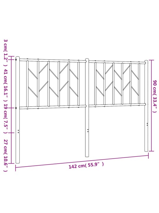 Metallist voodipeats, must, 135 cm