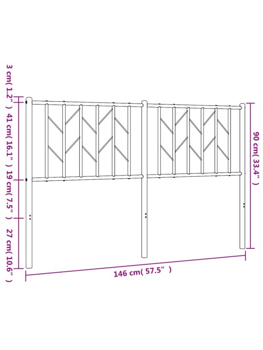 Metallist voodipeats, must, 140 cm