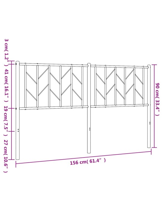 Metallist voodipeats, must, 150 cm