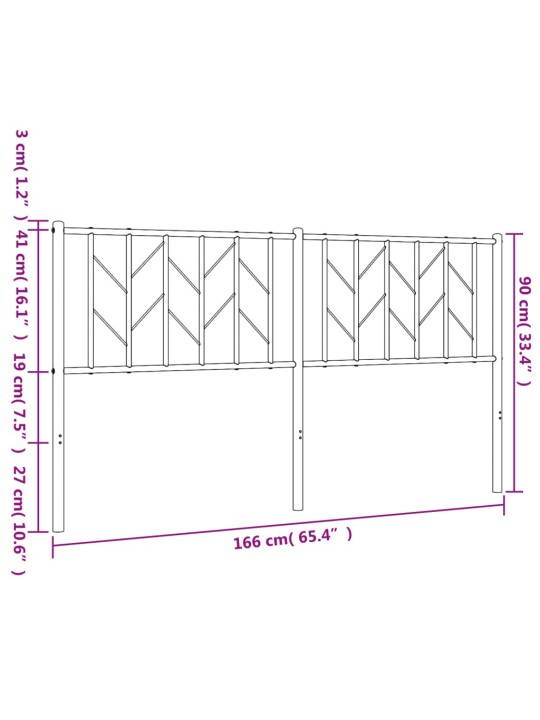 Metallist voodipeats, must, 160 cm