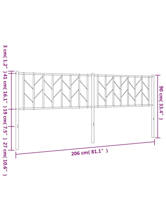 Metallist voodipeats, must, 200 cm