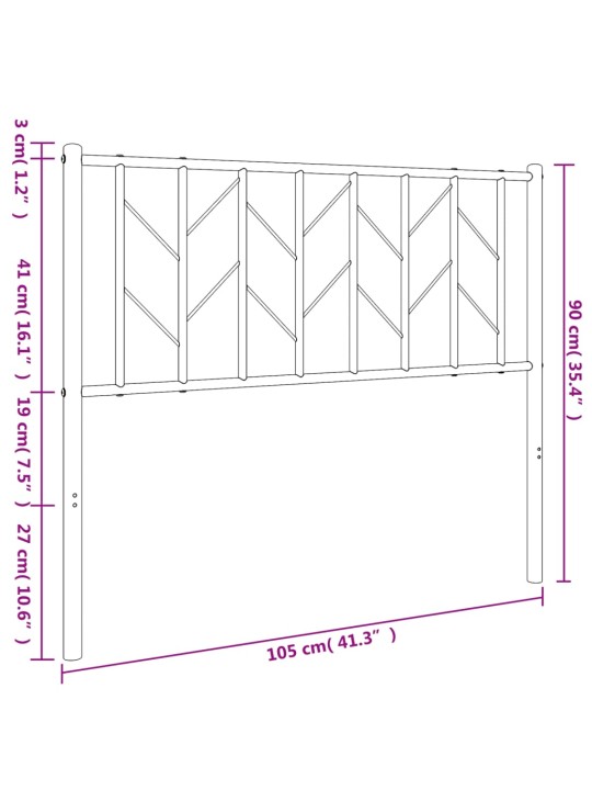 Metallist voodipeats, valge, 100 cm