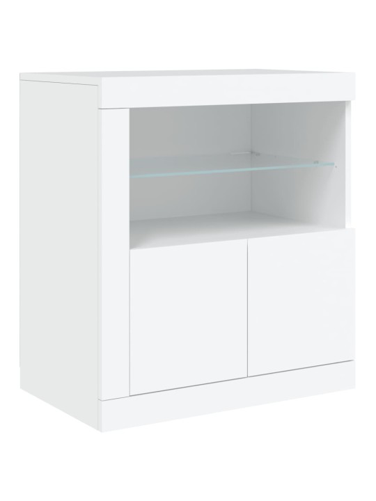 Puhvetkapp LED-tuledega, valge, 60,5 x 37 x 67 cm