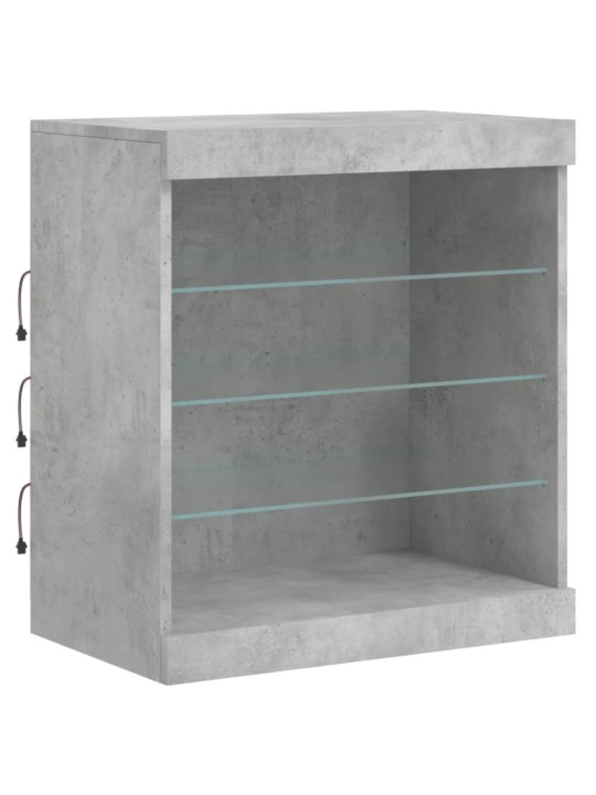 Puhvetkapp led-tuledega, betoonhall, 60,5 x 37 x 67 cm