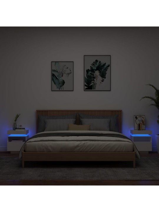 Öökapid LED-tuledega 2 tk, valge, 40 x 39 x 48,5 cm