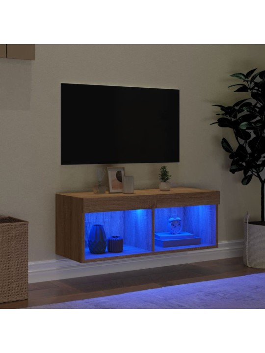 LED-tuledega telerikapp, sonoma tamm, 80 x 30 x 30 cm