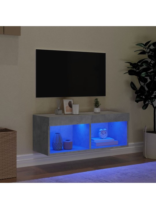 LED-tuledega telerikapp, betoonhall, 80 x 30 x 30 cm