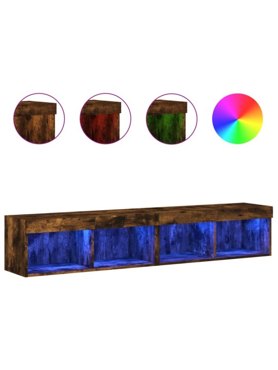 LED-tuledega telerikapid 2 tk, suitsutatud tamm, 80x30x30 cm