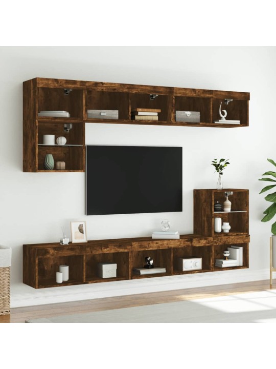 LED-tuledega telerikapid 2 tk, suitsutatud tamm, 80x30x30 cm