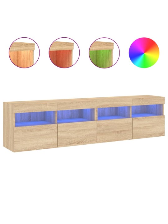 Teleri seinakapid LED-tuledega 2 tk, sonoma tamm, 80x30x40 cm