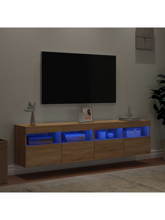 Teleri seinakapid LED-tuledega 2 tk, sonoma tamm, 80x30x40 cm