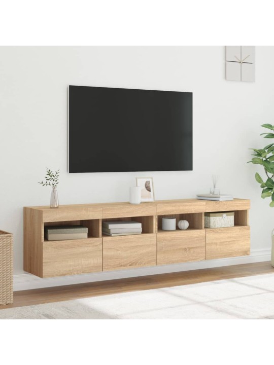 Teleri seinakapid LED-tuledega 2 tk, sonoma tamm, 80x30x40 cm
