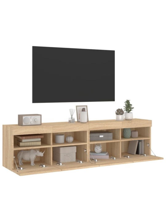 Teleri seinakapid LED-tuledega 2 tk, sonoma tamm, 80x30x40 cm