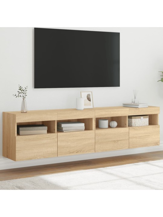Teleri seinakapid LED-tuledega 2 tk, sonoma tamm, 80x30x40 cm