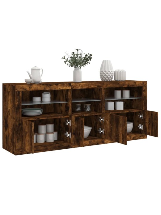 PUHVETKAPP LED-TULEDEGA, SUITSUTATUD TAMM, 162X37X67 CM