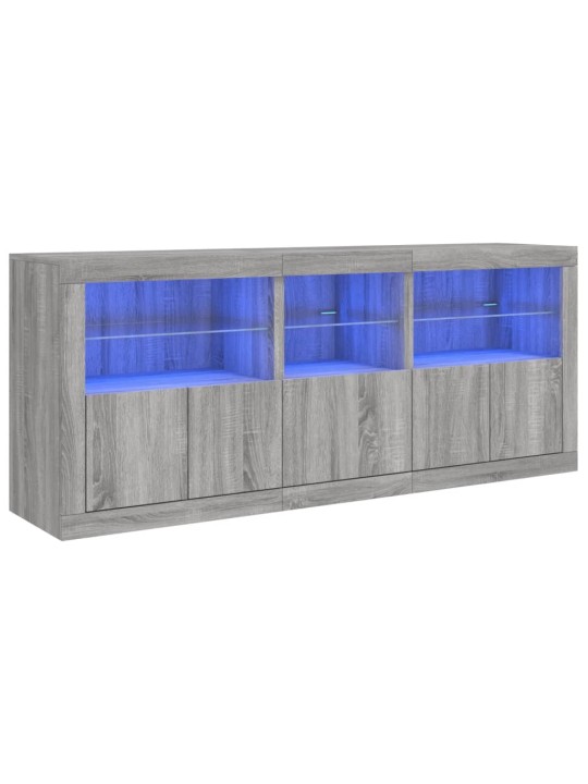 Puhvetkapp LED-tuledega, hall sonoma tamm, 162x37x67 cm