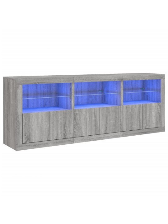 Puhvetkapp LED-tuledega, hall sonoma tamm, 181,5 x 37 x 67 cm