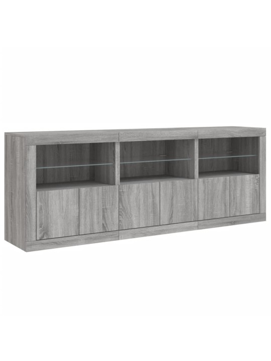 Puhvetkapp LED-tuledega, hall sonoma tamm, 181,5 x 37 x 67 cm