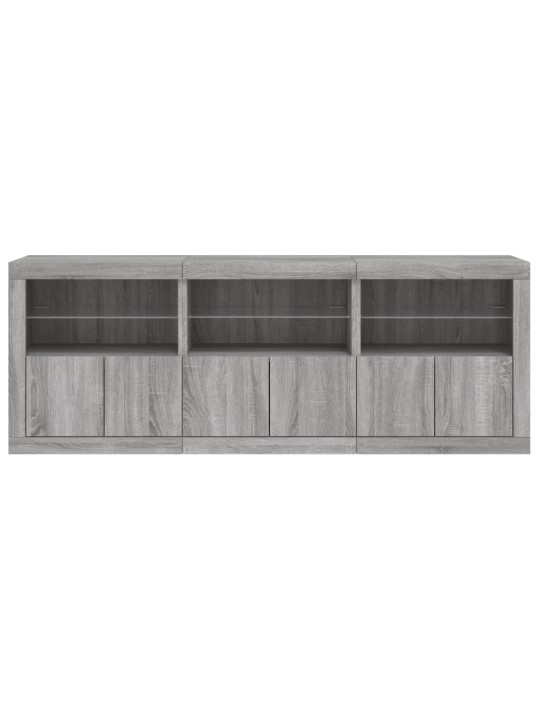 Puhvetkapp LED-tuledega, hall sonoma tamm, 181,5 x 37 x 67 cm