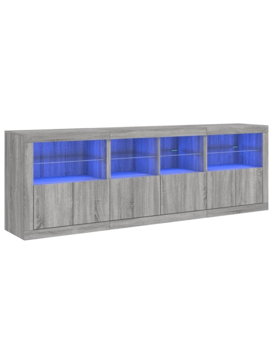 Puhvetkapp LED-tuledega, hall sonoma tamm, 202 x 37 x 67 cm