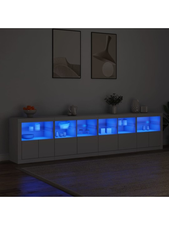 Puhvetkapp LED-tulega, valge, 283 x 37 x 67 cm