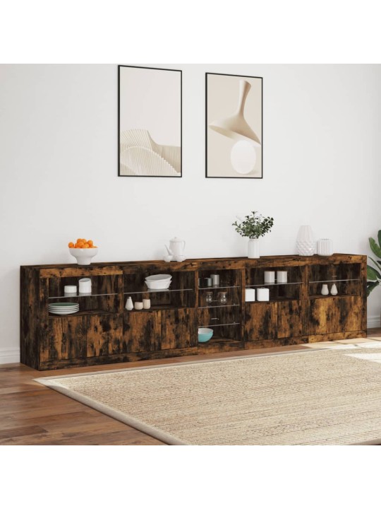 PUHVETKAPP LED-TULEDEGA, SUITSUTATUD TAMM, 283 X 37 X 67 CM