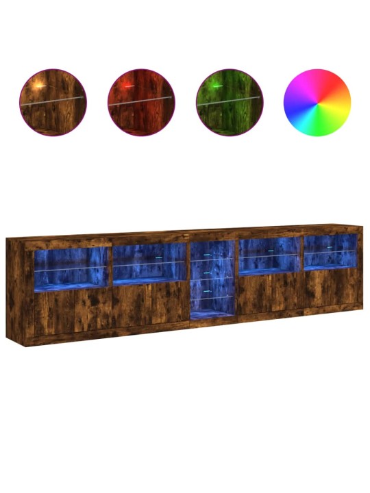 PUHVETKAPP LED-TULEDEGA, SUITSUTATUD TAMM, 283 X 37 X 67 CM