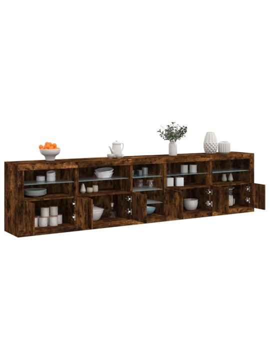 PUHVETKAPP LED-TULEDEGA, SUITSUTATUD TAMM, 283 X 37 X 67 CM