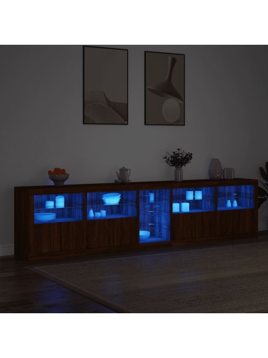 Puhvetkapp led-tuledega, pruun tamm, 283 x 37 x 67 cm