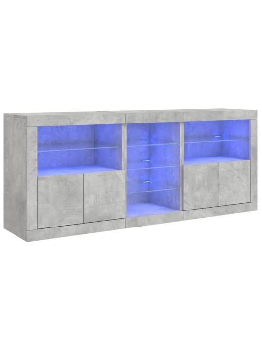 Puhvetkapp LED-tulega, betoonhall, 162x37x67 cm