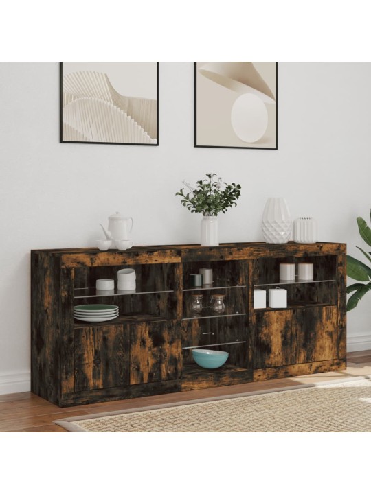 PUHVETKAPP LED-TULEDEGA, SUITSUTATUD TAMM, 162X37X67 CM