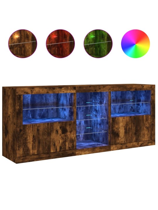 PUHVETKAPP LED-TULEDEGA, SUITSUTATUD TAMM, 162X37X67 CM