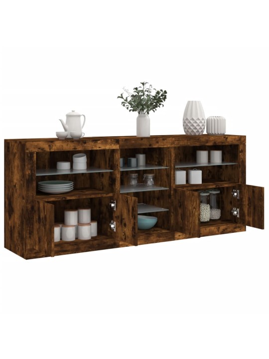 PUHVETKAPP LED-TULEDEGA, SUITSUTATUD TAMM, 162X37X67 CM