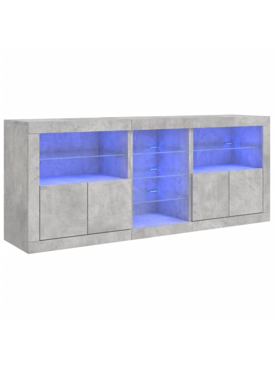 Puhvetkapp LED-tulega, betoonhall, 181,5 x 37 x 67 cm