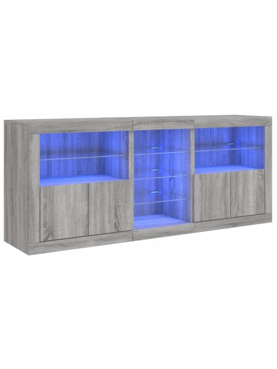 Puhvetkapp LED-tuledega, hall sonoma tamm, 181,5 x 37 x 67 cm