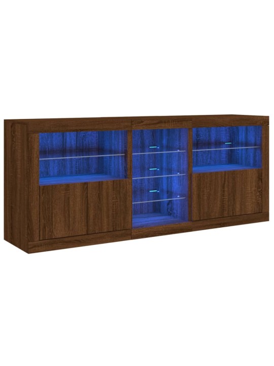 Puhvetkapp led-tuledega, pruun tamm, 181,5 x 37 x 67 cm