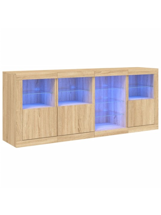 Puhvetkapp LED-tuledega, sonoma tamm, 164 x 37 x 67 cm