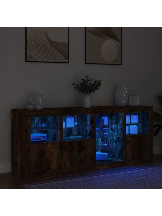 Puhvetkapp LED-tuledega, suitsutatud tamm, 164 x 37 x 67 cm