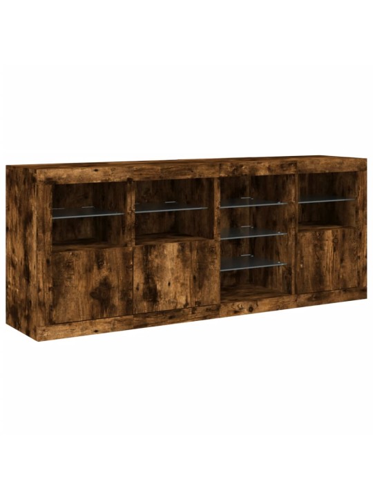 Puhvetkapp LED-tuledega, suitsutatud tamm, 164 x 37 x 67 cm