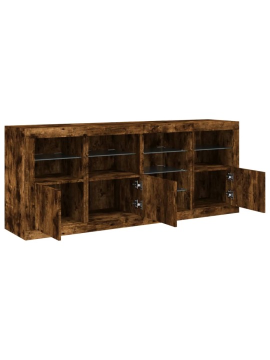 Puhvetkapp LED-tuledega, suitsutatud tamm, 164 x 37 x 67 cm