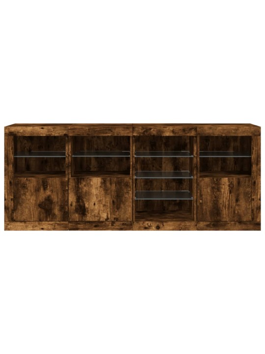 Puhvetkapp LED-tuledega, suitsutatud tamm, 164 x 37 x 67 cm