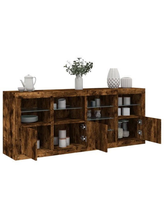 Puhvetkapp LED-tuledega, suitsutatud tamm, 164 x 37 x 67 cm