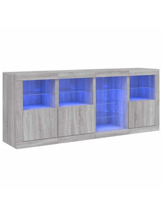 Puhvetkapp LED-tuledega, hall sonoma tamm, 164 x 37 x 67 cm