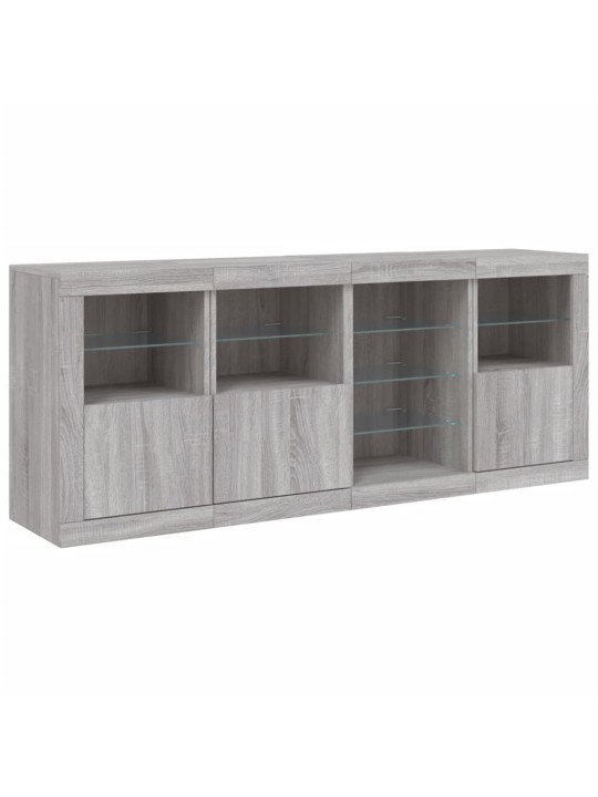 Puhvetkapp LED-tuledega, hall sonoma tamm, 164 x 37 x 67 cm