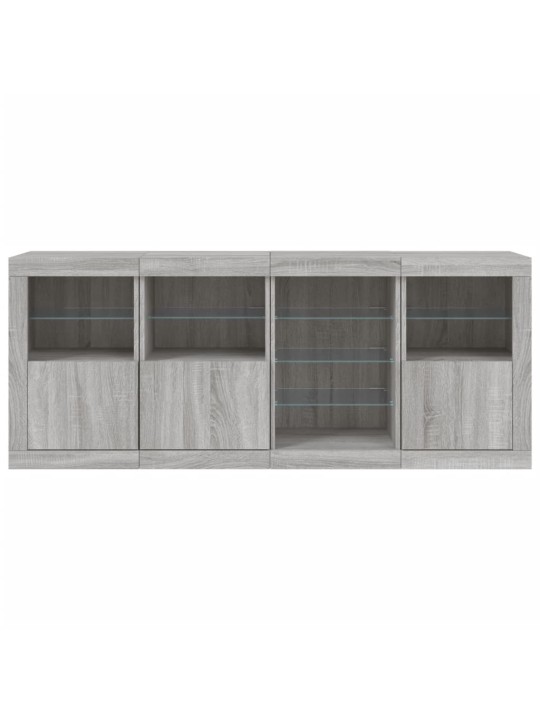 Puhvetkapp LED-tuledega, hall sonoma tamm, 164 x 37 x 67 cm