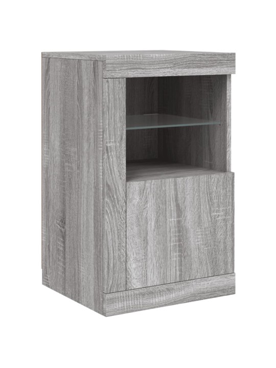 Puhvetkapp LED-tuledega, hall sonoma tamm, 164 x 37 x 67 cm