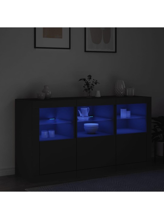 Puhvetkapp LED-tulega, must, 123 x 37 x 67 cm