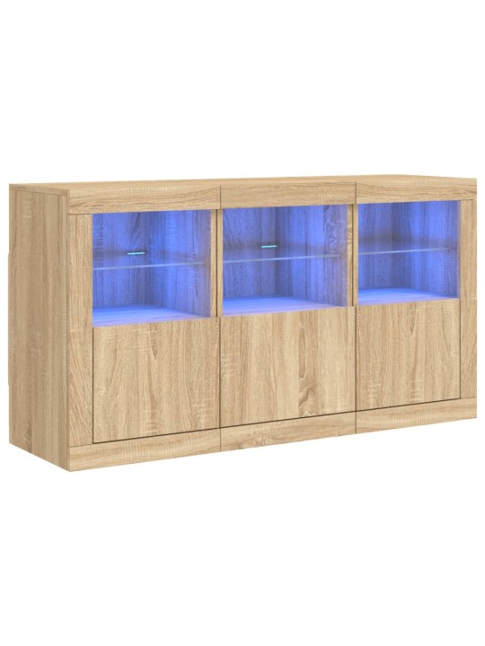 Puhvetkapp LED-tuledega, sonoma tamm, 123 x 37 x 67 cm