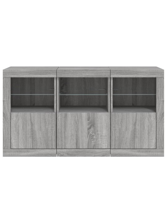 Puhvetkapp LED-tuledega, hall sonoma tamm, 123 x 37 x 67 cm